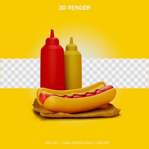 Model Hot Dog I Sosy Z Przezroczystym Tłem W Projekcie 3d