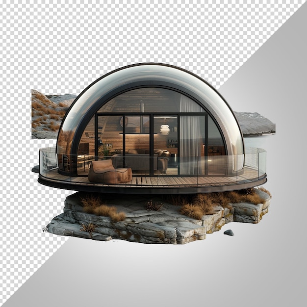 PSD a model of a house with a glass dome on it