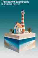 PSD a model house with a lighthouse on the top