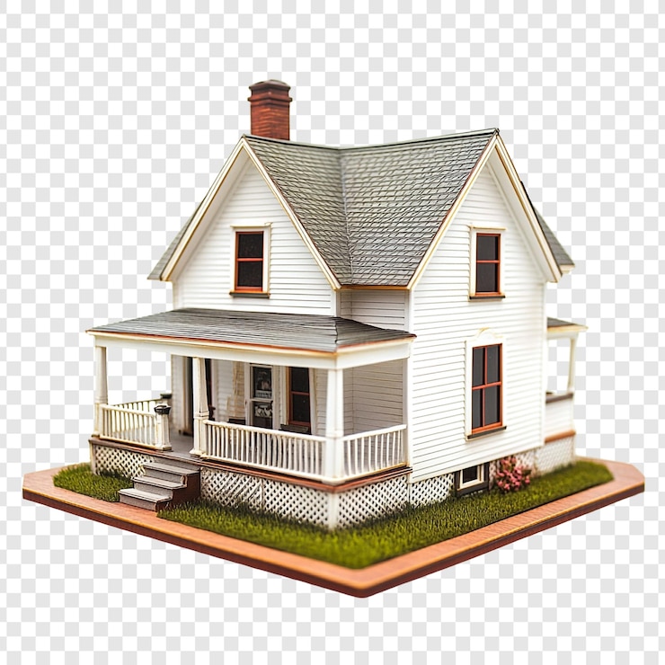PSD a model of a house with a porch and a porch