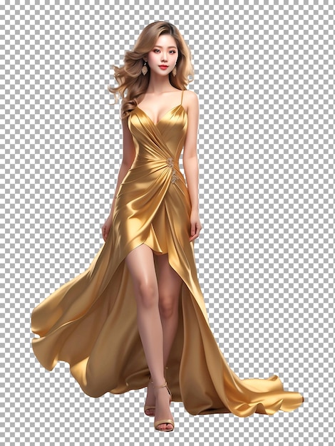 PSD model kobiety w złotych sukniach z czerwonymi włosami
