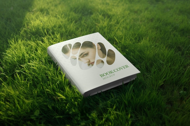 PSD model książki na trawie
