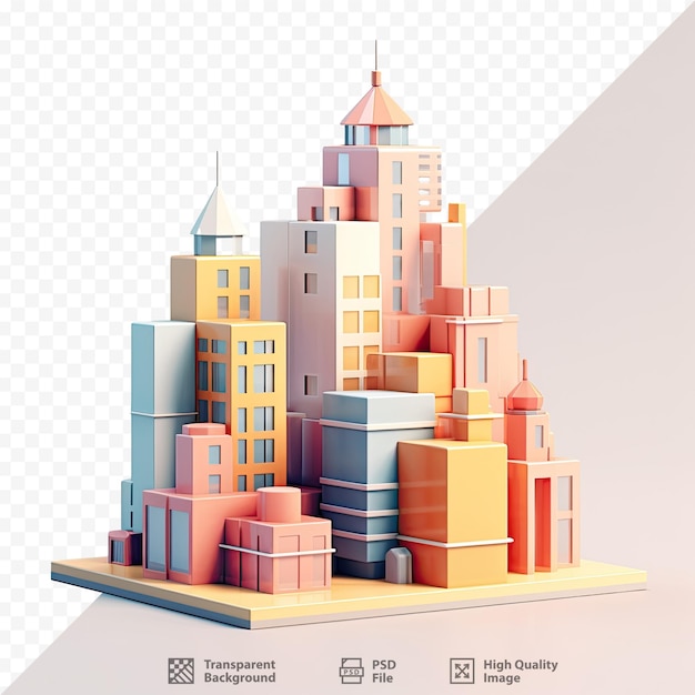 PSD model miasta z budynkiem i zdjęciem budynku.