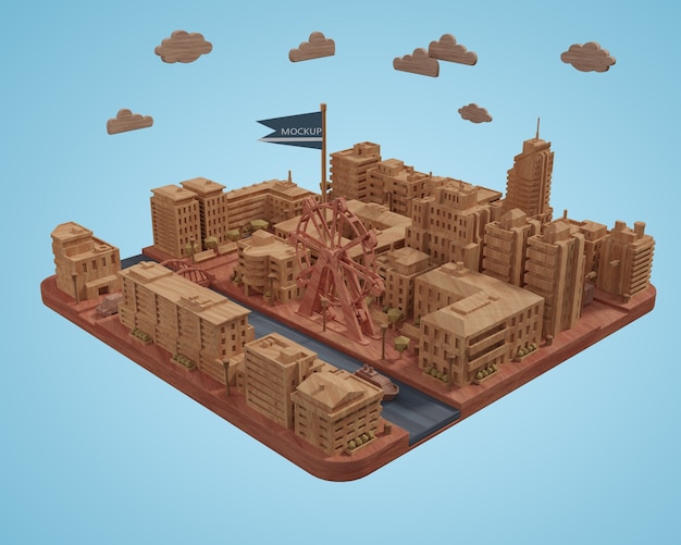 PSD model miniatur miast na stole
