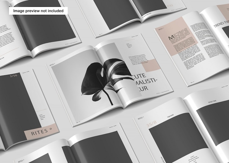 Model mockup met A4-tijdschrift