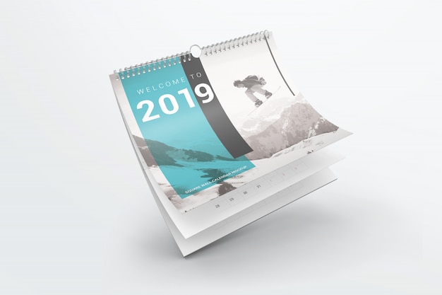 Model mockup met vierkante wandkalender