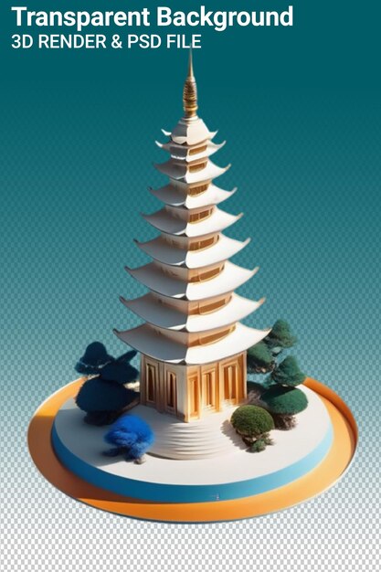 PSD a model of a pagoda with a building on the top