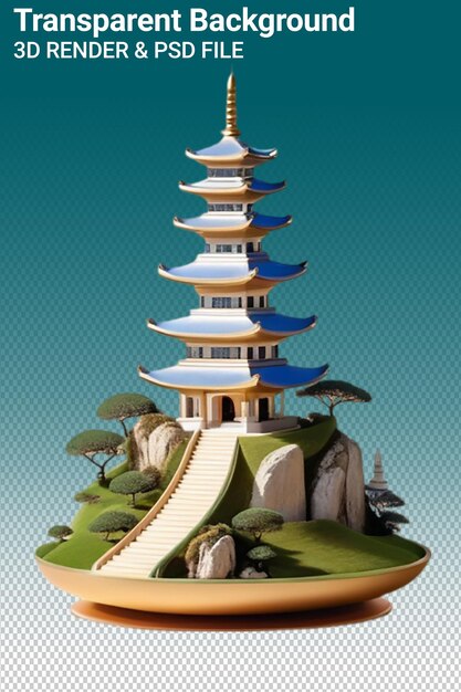 A model of a pagoda with a pagoda on the top