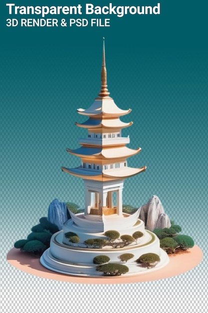 PSD a model of a pagoda with a pagoda on top