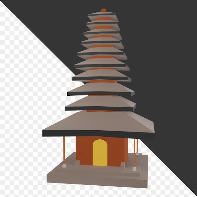 頂上に木があるパゴダのモデル