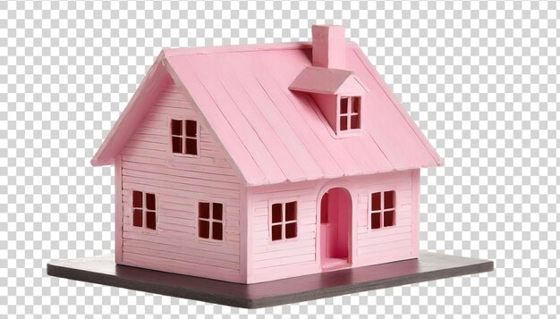 Model of a pink house on transprent background