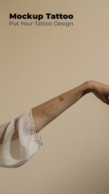 model posing with arm tattoo  mockup