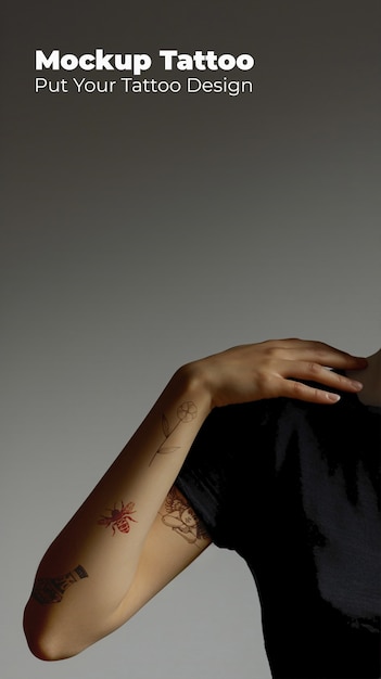 model posing with arm tattoo  mockup