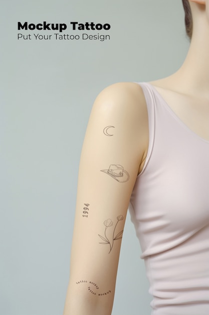 model posing with arm tattoo  mockup