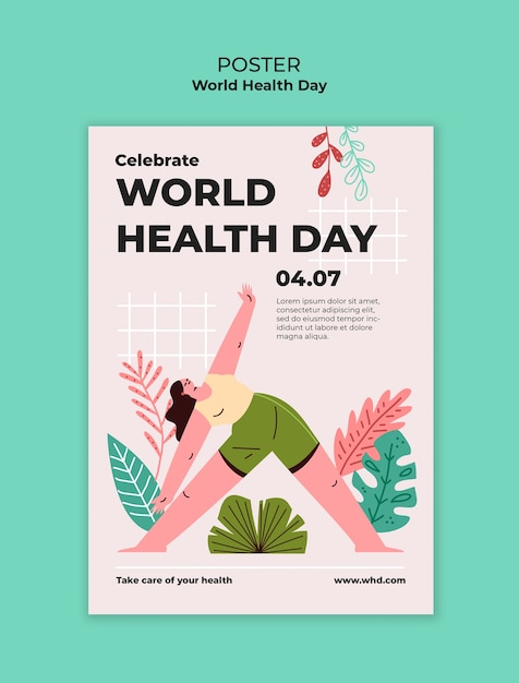 PSD model poster voor de viering van de wereldgezondheidsdag