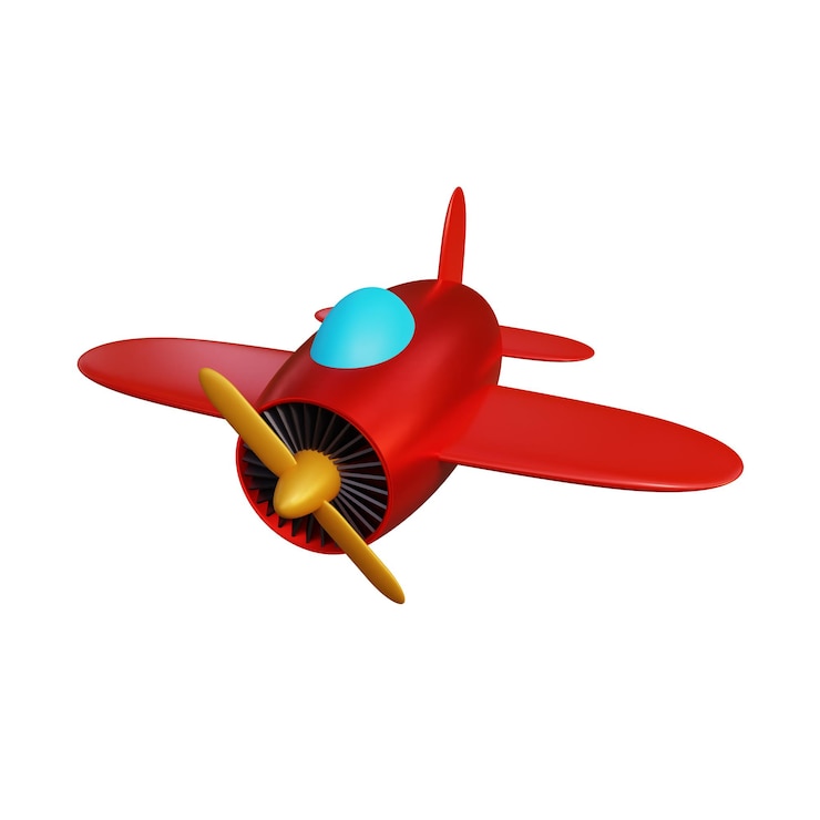 PSD a model of a red airplane with blue glasses on the front