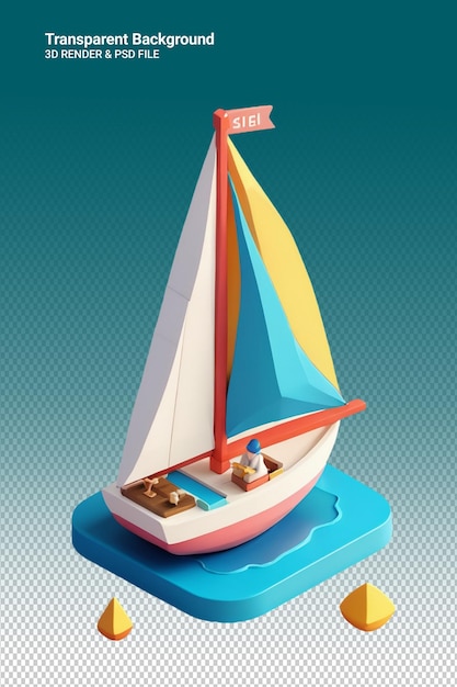 A model sailboat with a sail on it