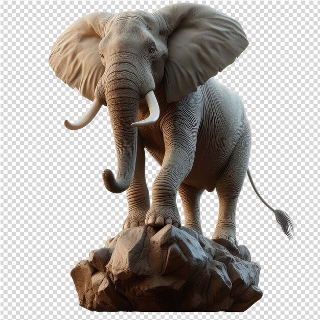 PSD model słonia z kły na nim