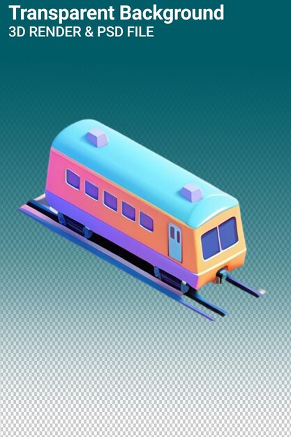 Un modello di un treno con un colore blu e rosa