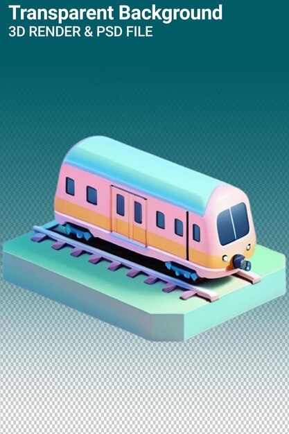 A model train with a pink and blue train on the tracks