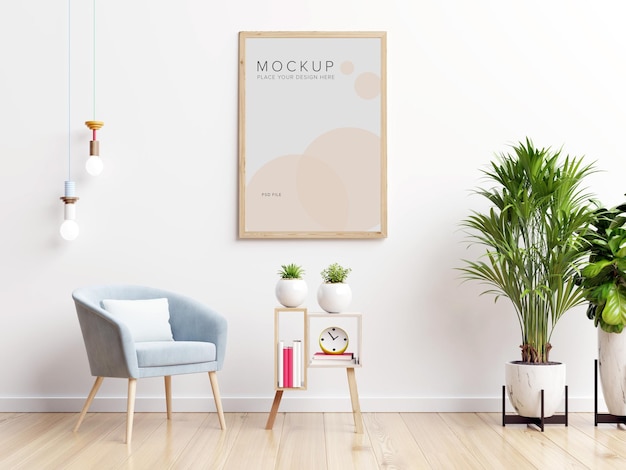 Model van een posterframe in een modern interieur