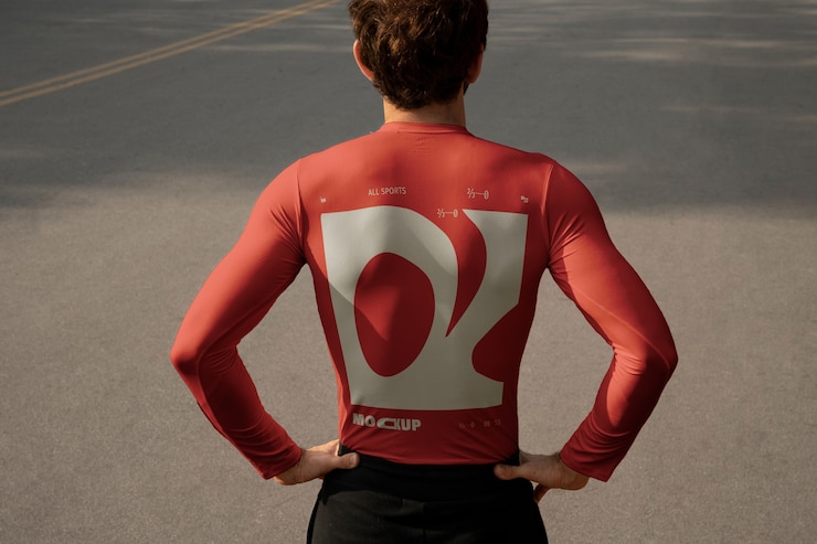 PSD model van een thermisch t-shirt voor volwassenen