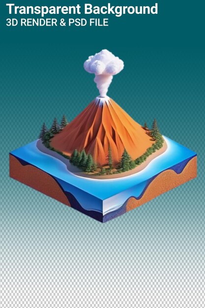 PSD a model of a volcano with a mountain on top