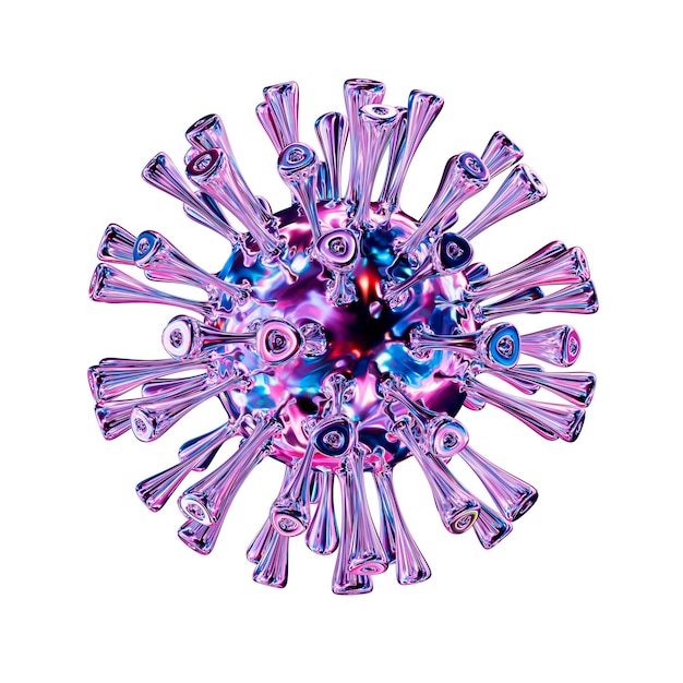 PSD model wirusa koronawirusa 3d z kolorami holograficznymi lub neonowymi izolowanymi na przezroczystym tle 3d