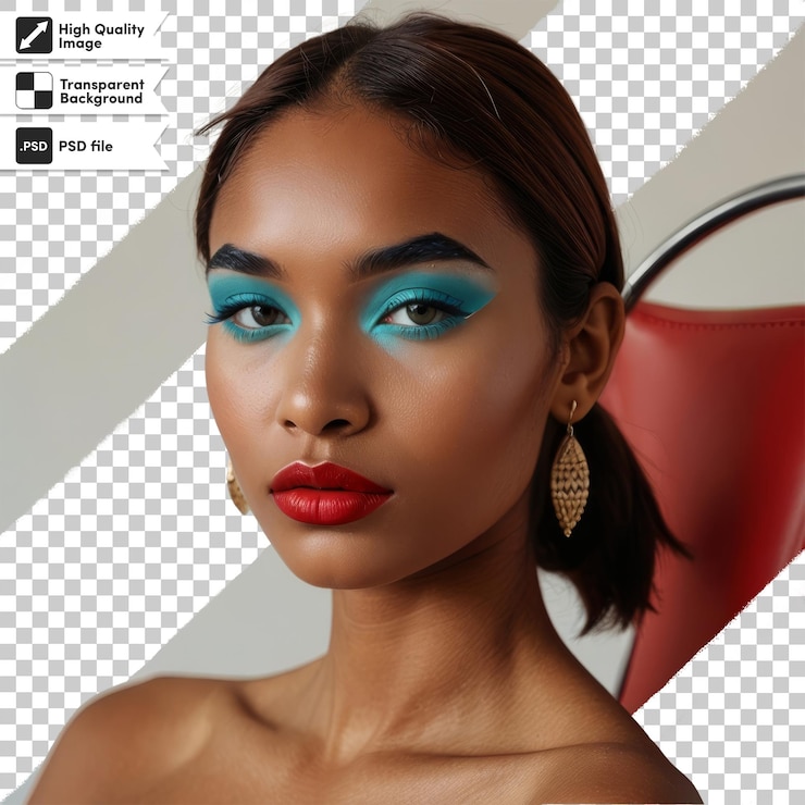 PSD a model with a blue eye shadow on her face