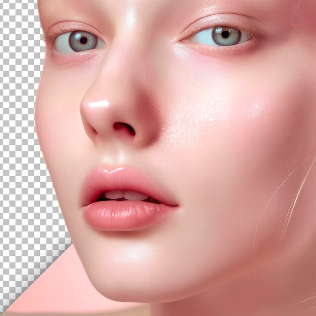 PSD model with dewy skin on transparent background