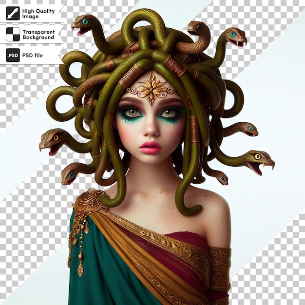 PSD a model with a green eyeliner on her head and a snake on the top