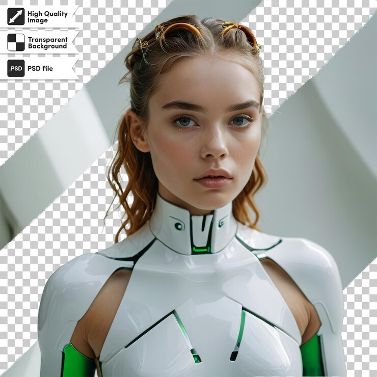 PSD a model with a green and white outfit on it