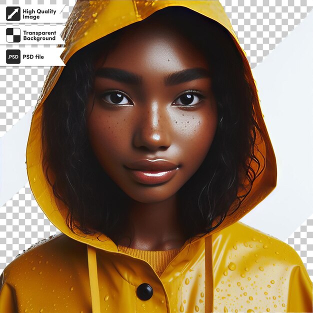 PSD a model with a yellow raincoat on it