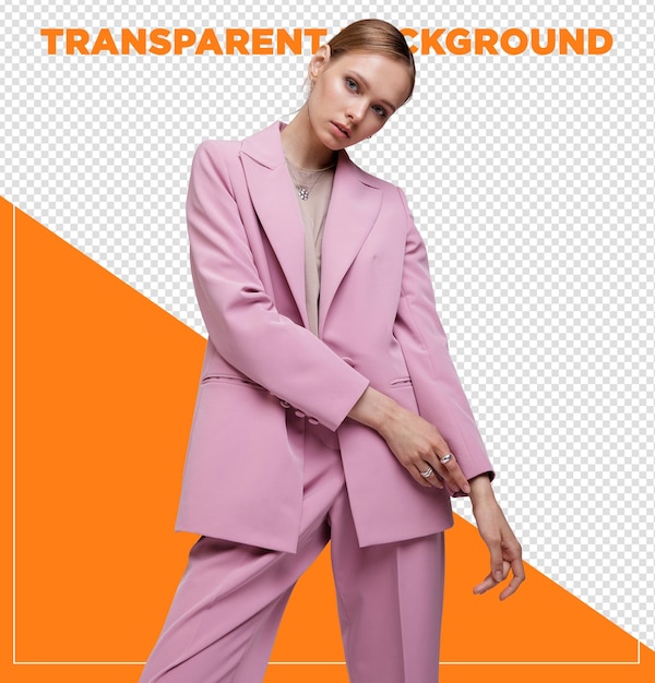 PSD model woman in pink fashion outfit