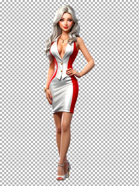 PSD a model of a woman wearing a red and white dress