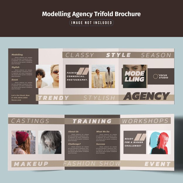 PSD modelbureau trifold brochure template