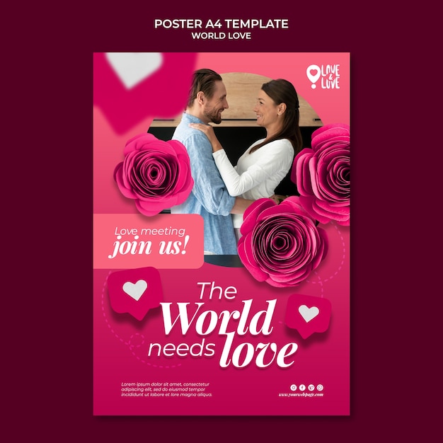 Modèle de conception d'affiche d'amour du monde