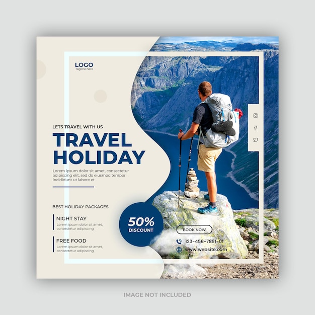 Modèle de message pour les médias sociaux de voyage et de tourisme
