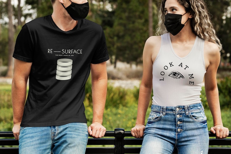 PSD modele odzieży casual t-shirt i tank top design psd męska i kobieca odzież modna