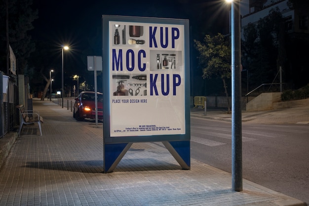 PSD modelle van buitenreclame's nachts