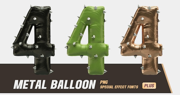 PSD modelowanie 3d metal punk balon seria namber 4