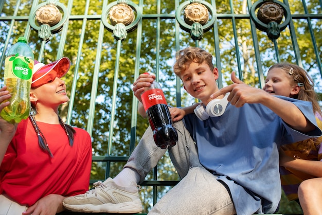 PSD models posing with bottle mockup