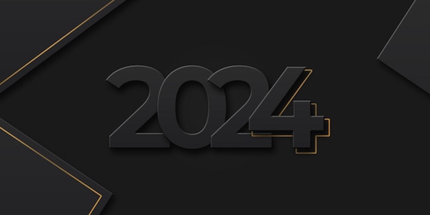 PSD moderno nuovo anno 2024 in oro nero design di lusso