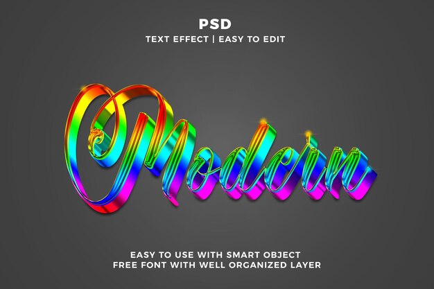 Modern 3d editable text effect style psd with background