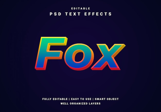 Modern 3D fox text effect