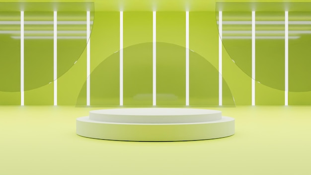 PSD modern 3d render podium on green background