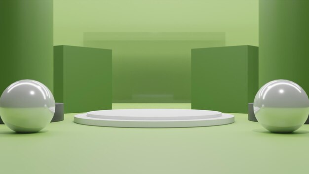 Modern 3d render podium on green background