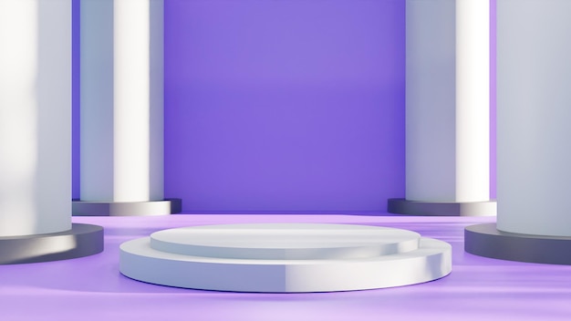 Modern 3d Render podium on purple background High quality