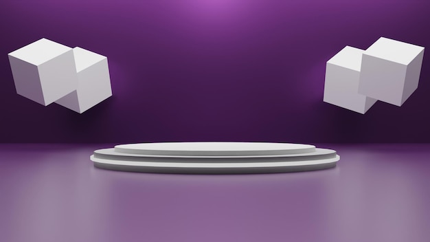 PSD modern 3d render podium on purple background