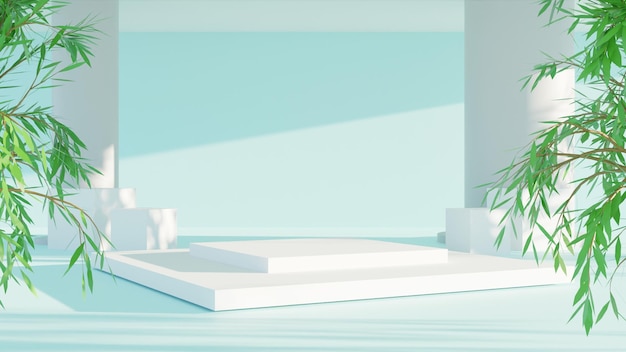 Modern 3D render white podium high quality render